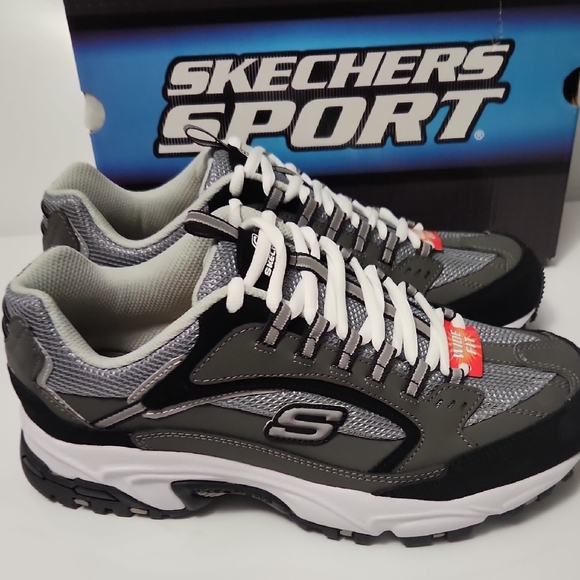 Skechers Sport Black and White Wide Fit Sneakers - Picture 5 of 6